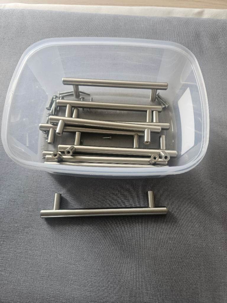 Metal Kitchen Cabinet Handles - Silver, Good Condition