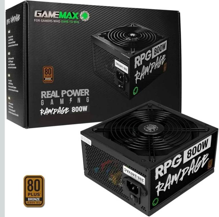GameMax 800W Rampage PSU APFC, Japanese Tk Main Capacitor, 80 Plus Bronze, 88% Efficiency