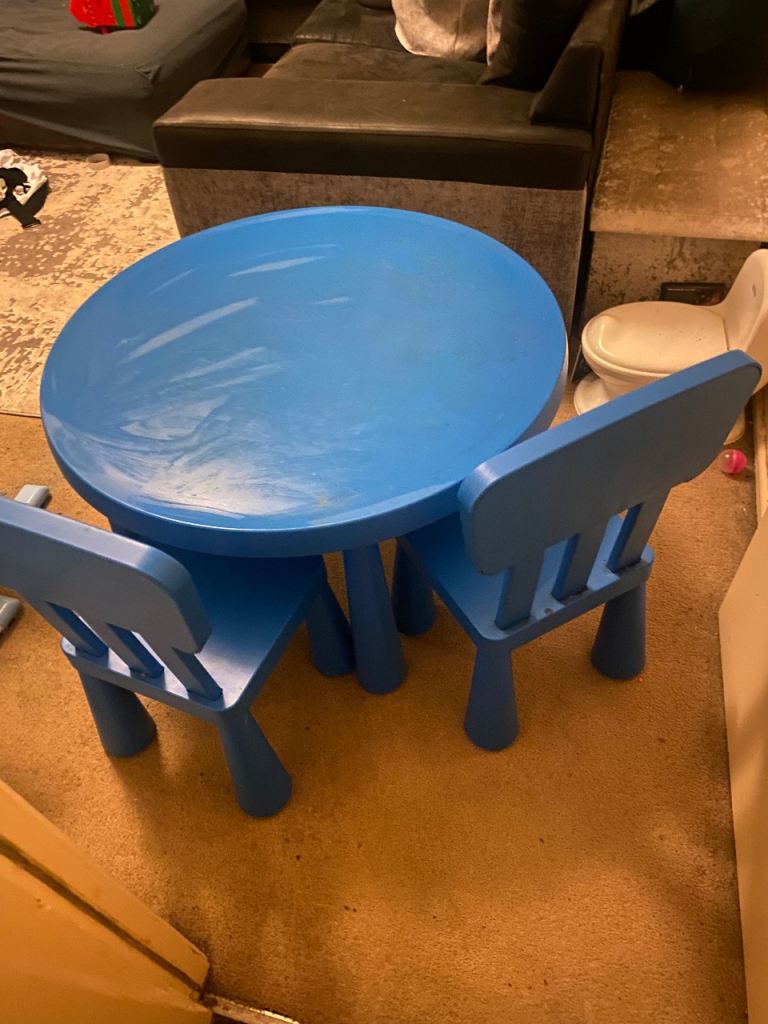 IKEA Mammut Kids Table and 2 Chairs – Blue