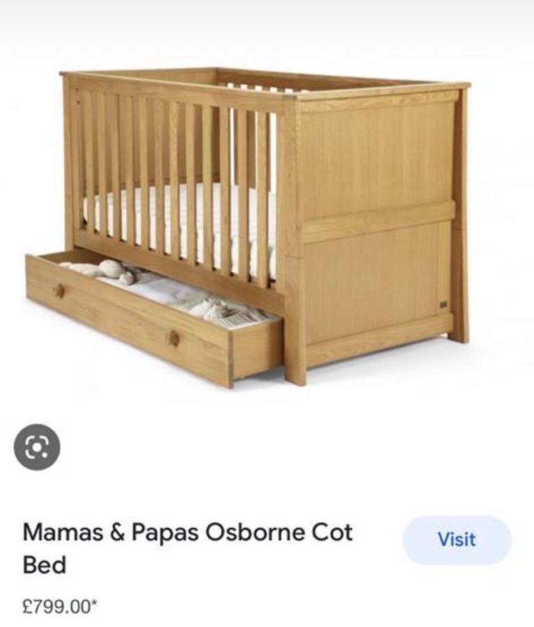 Mamas & Papas Osborne Cot Bed, Wardrobe & Dresser Changer Set