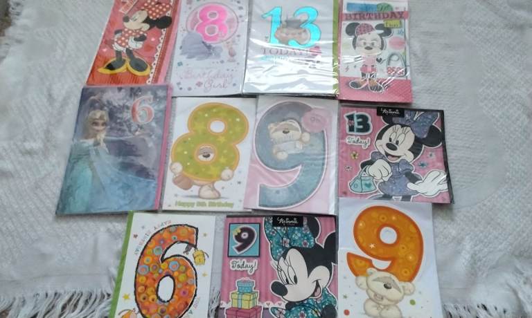 Job Lot of Numbered Children's Birthday Cards 