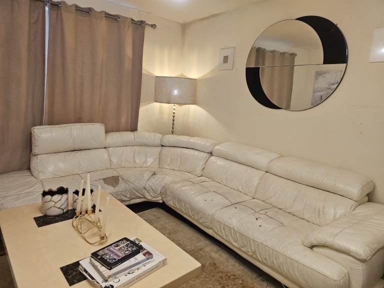 Free DFS Corner Leather sofa cream originally bought for £5,200