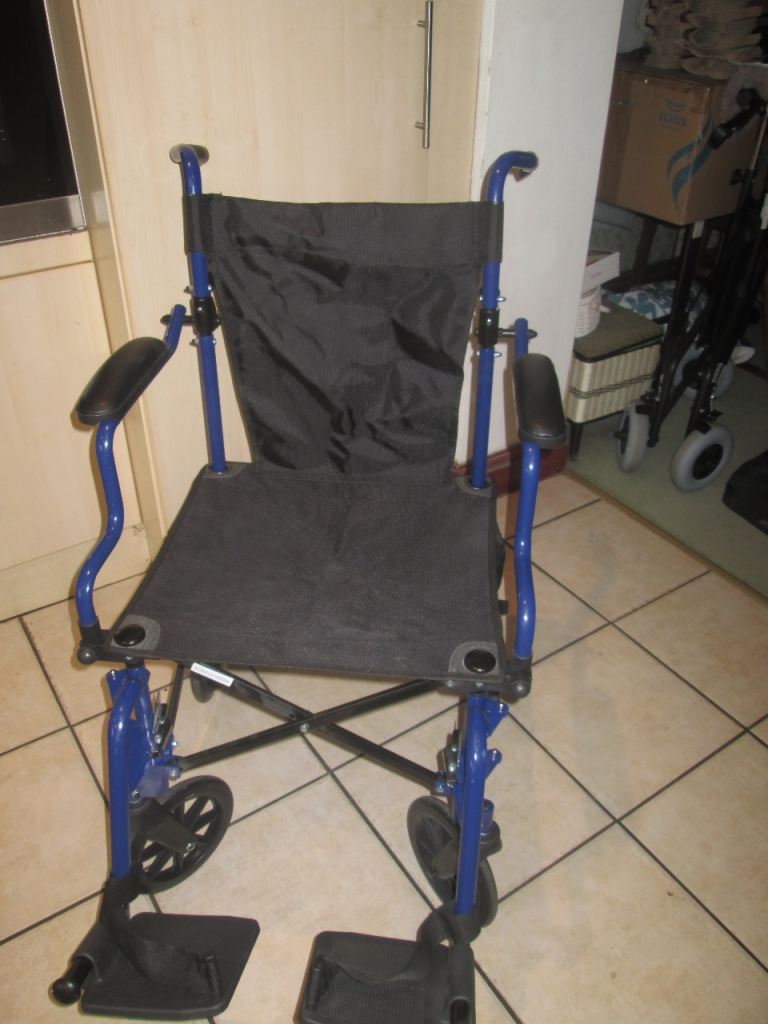 Lightweight Folding Wheelchair - Blue & Black