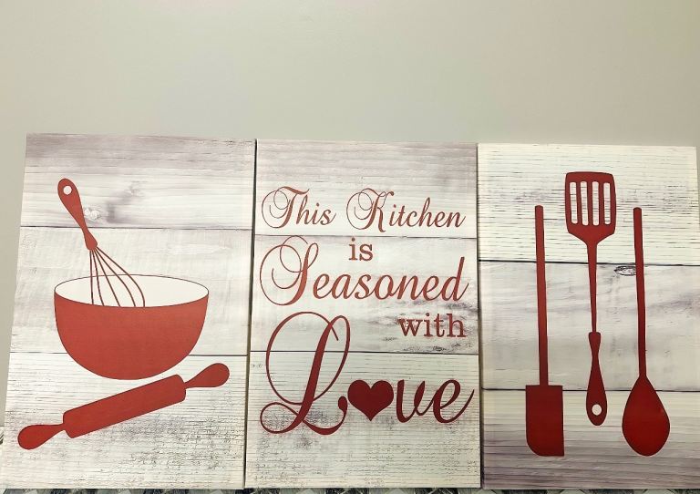 Large Framed Kitchen Canvas x3
