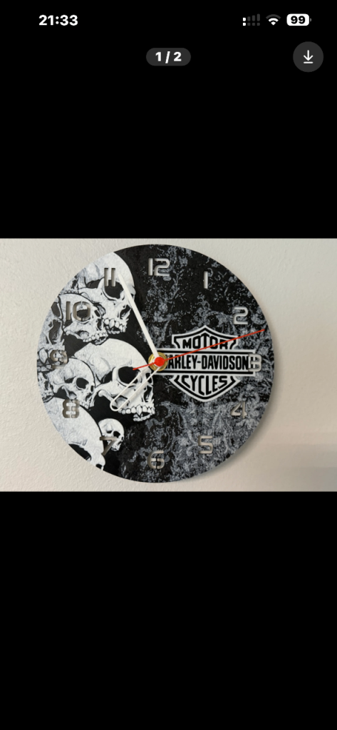 Harley-Davidson Skull & Logo Wall Clock – New, Multicoloured Design