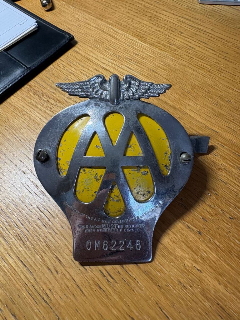 Metal AA car badge