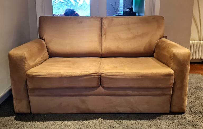 DELIVERY INCLUDED EXCELLENT CONDITION suede fabric 2 seater sofa bed