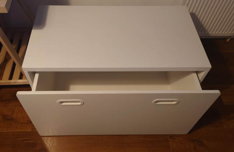 Bench with toy storage, white/white