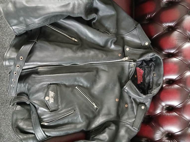 Leather biker coat