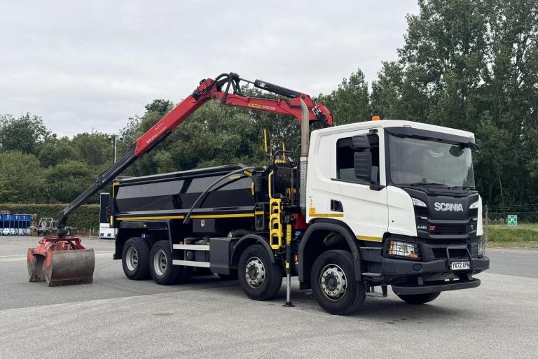 2022 72 plate Euro 6 Scania P410 XT 8×4 32t Tipper Grab