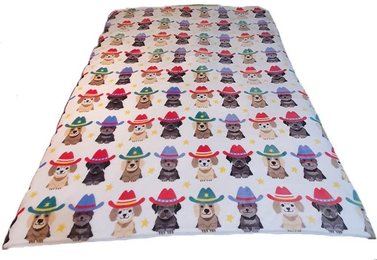 PICKLE & DOT Cowboy Dog Dogs Fleece Throw Blanket 153 x 184cm BRAND NEW BNWOT