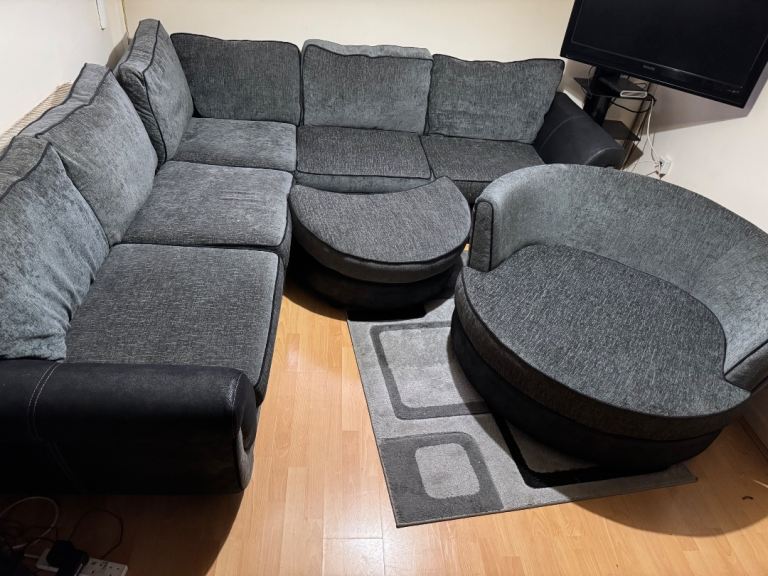 Grey velvet sofa