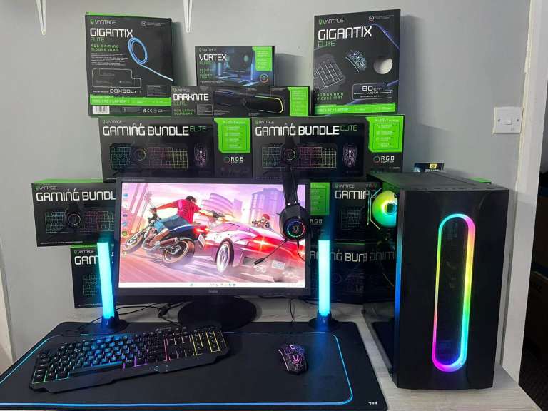 Gaming PC Computer Includes Tower / Keyboard / Mouse / Speakers / WiFi / Big Monitor All Boxed