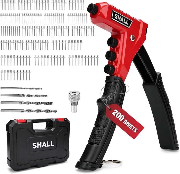BNIB - Shall 4-in-1 Rivet Gun Set, Heavy Duty Hand Riveter with 200 Rivets