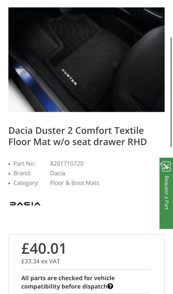 Dacia Duster (2018-24) Carpet Mats