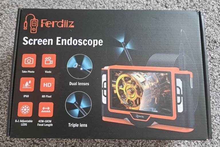 Triple Lens Endoscope Inspection Camera 7" IPS Screen Borescope 1920P HD Camera 32GB storage