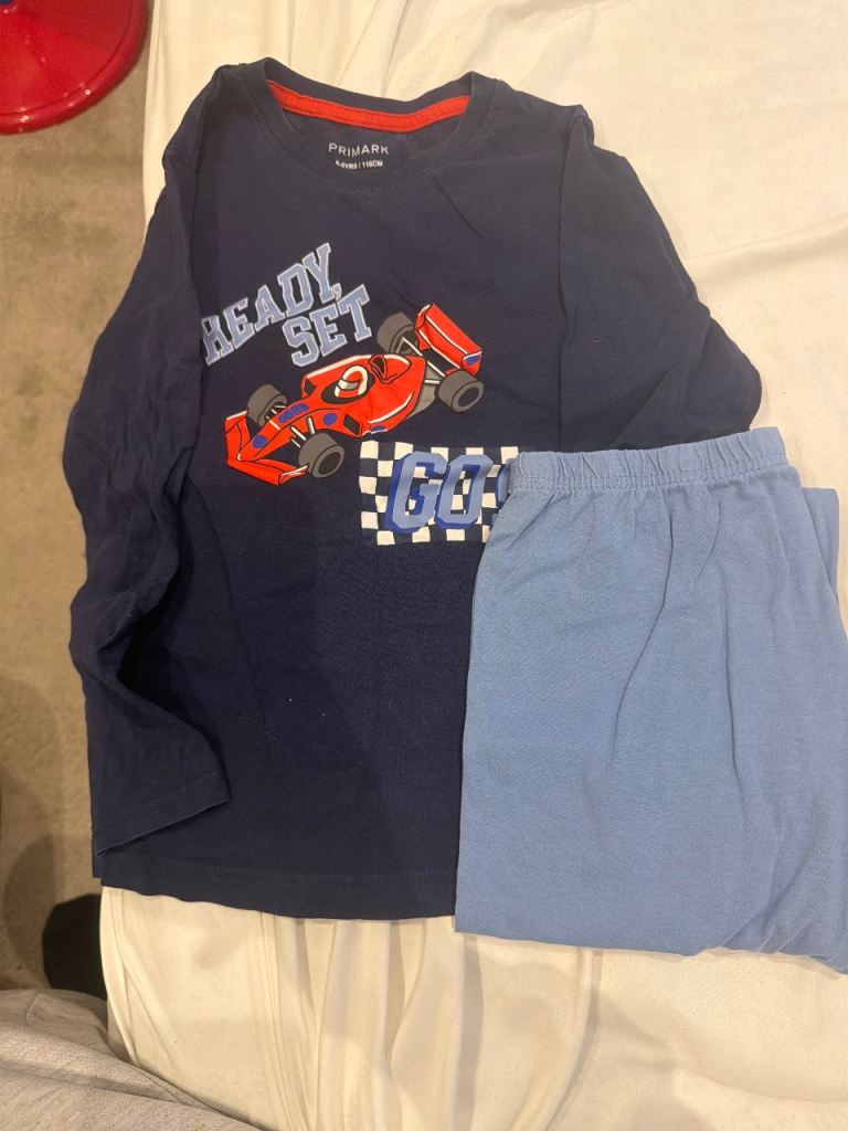 Primark Kids Pyjamas - Navy Blue Racing Car Design