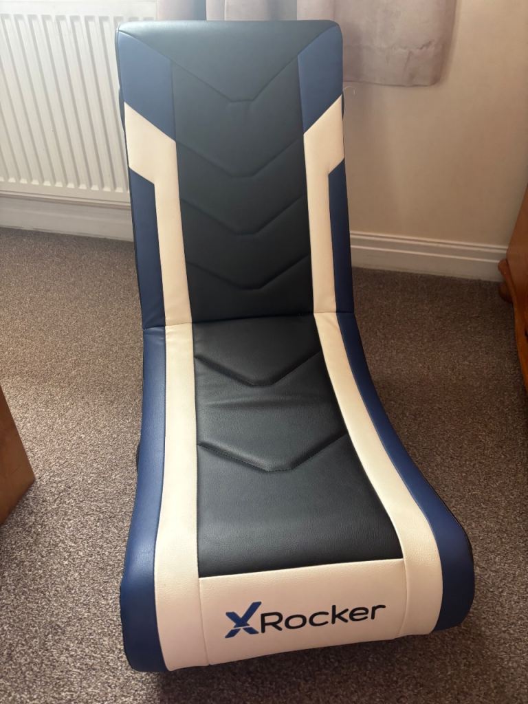 X Rocker Gaming Chair – Blue, Black & White, Excellent Condition
