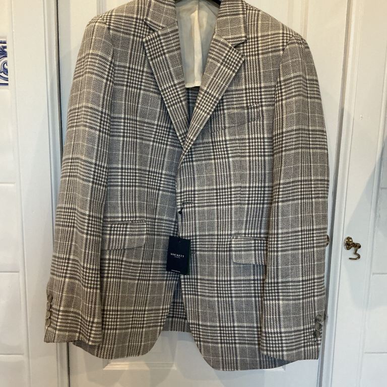 Hackett London Wool Blend Large Prince of Wales Check Jacket Blazer 38R