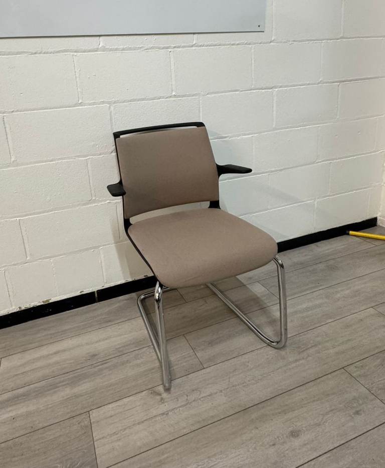Senator Meeting / Conference Chair, Beige Fabric, Chrome Cantilever Frame