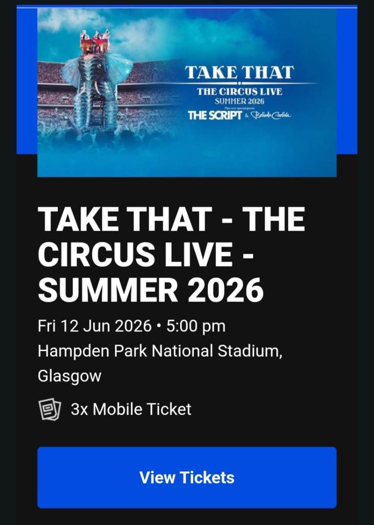 Take That x3 Hampden June