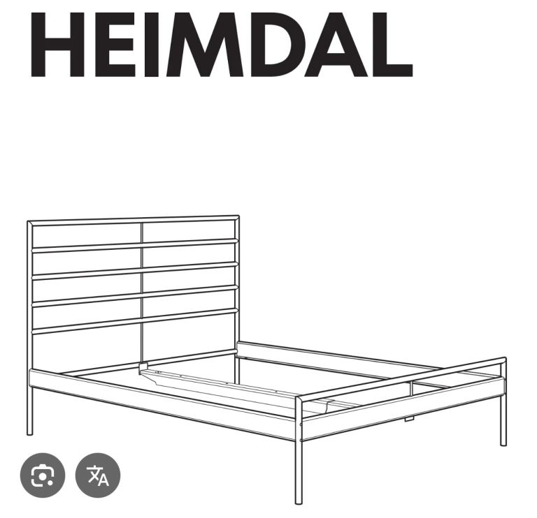 Heimdal Ikea metal bed frame  double size - silver 