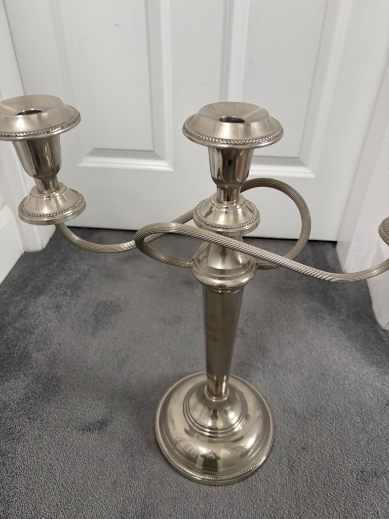 image for Two silver plated candle