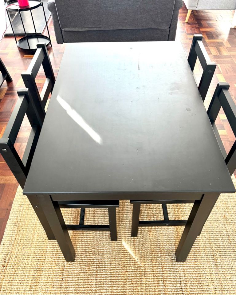 Black Dining Table and Four Chairs (Very Good Condition) | in Milford ...
