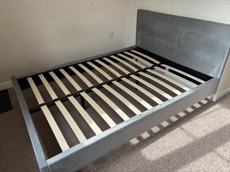 Classic velvet double bed frame
