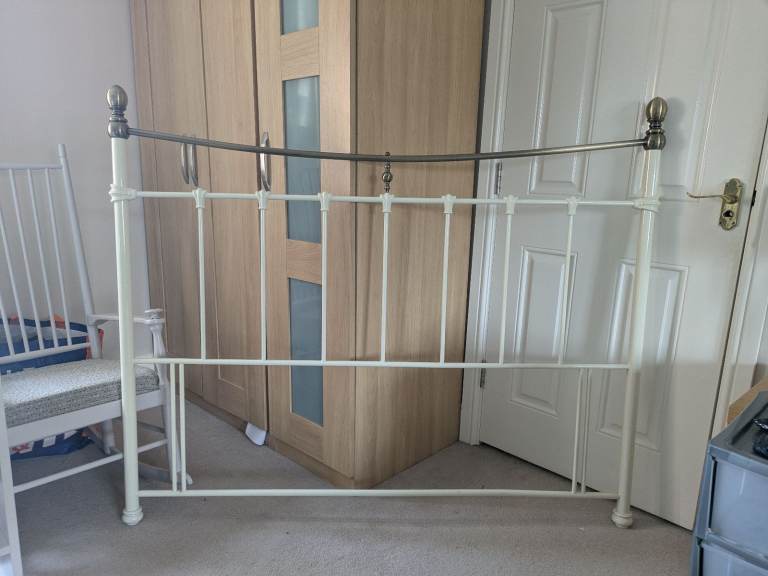 Cream and Brass Metal 5ft King size bed head