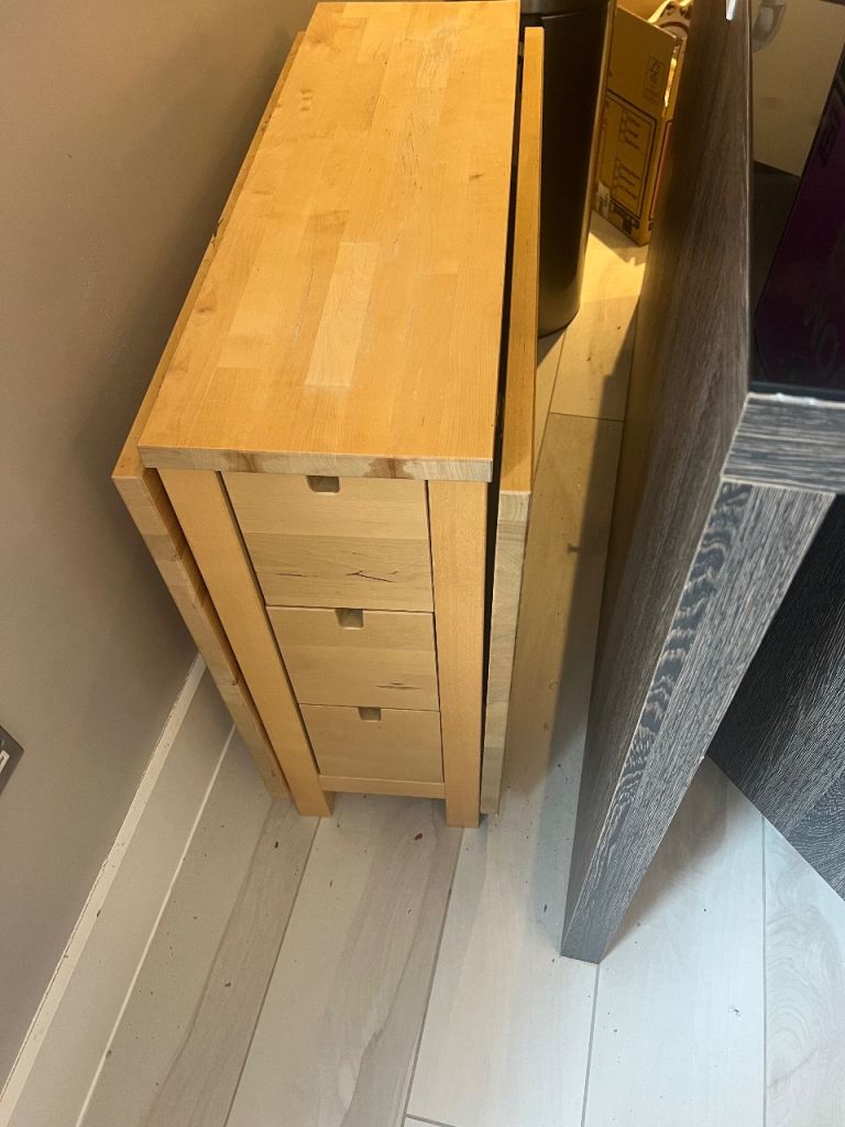 Wooden Chest of Drawers with Drop Leaf Table - Good Condition
