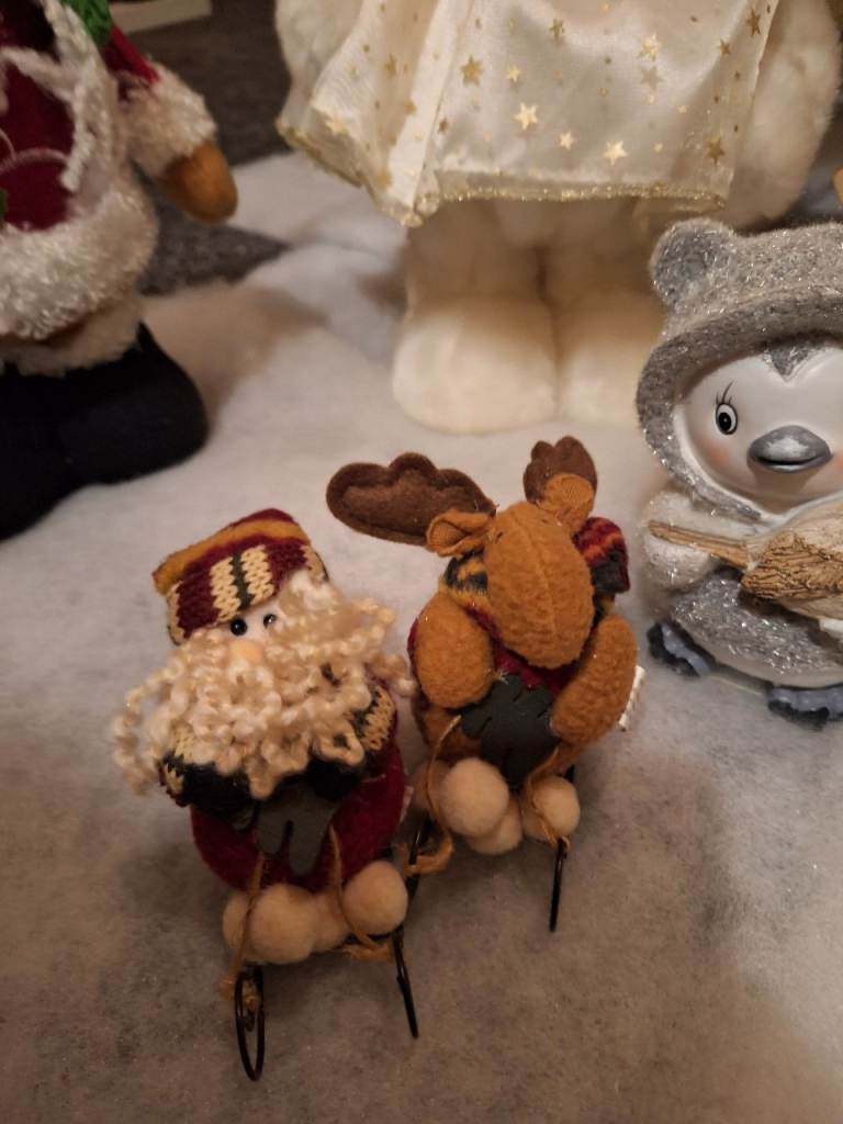 Collection of Christmas Ornaments + a Large Black Lantern