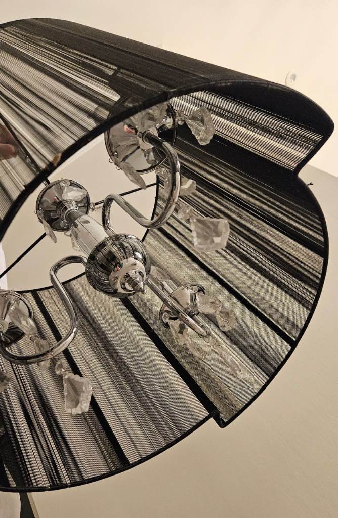 Black & Silver 3 Arm Chandelier Ceiling Pendant / Light