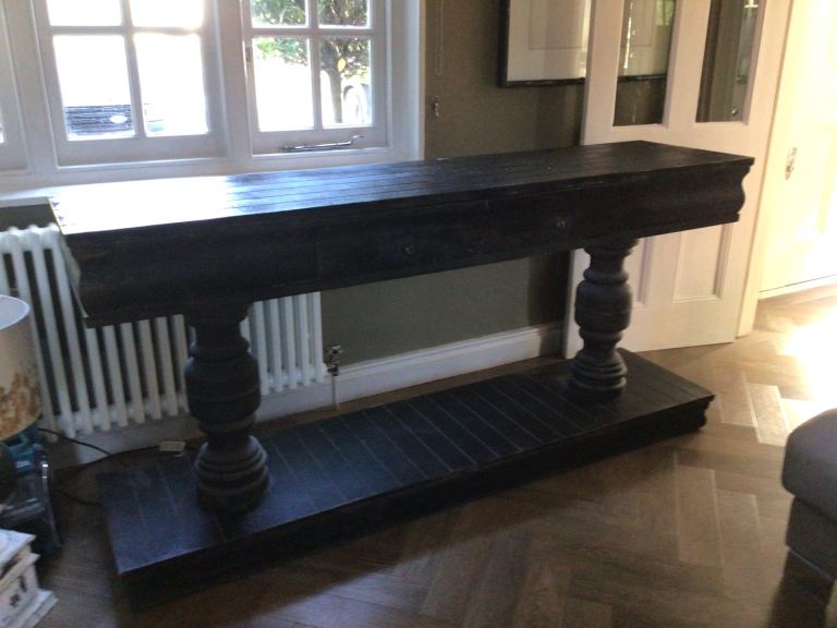Large Dark Wood Console Table Hallway Sideboard - Solid & Stylish