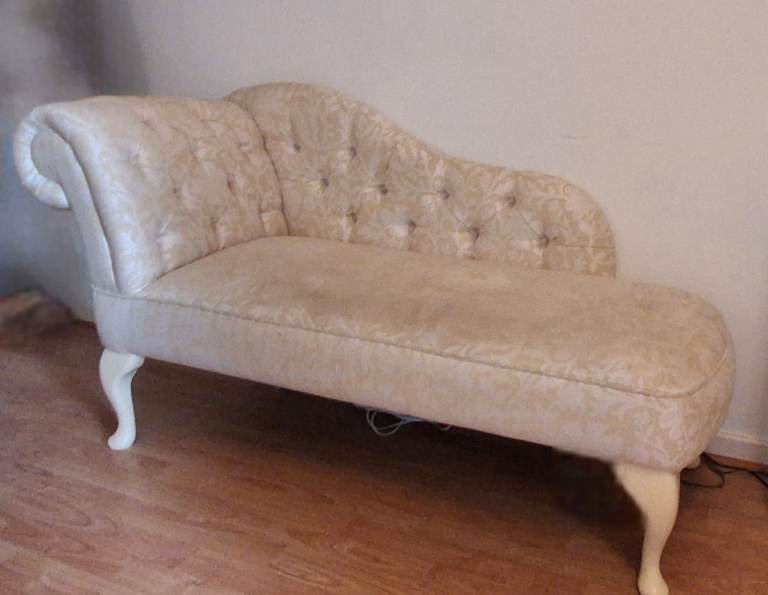 Cream Chesterfield Style Chaise Longue - 54" Wide, Sturdy