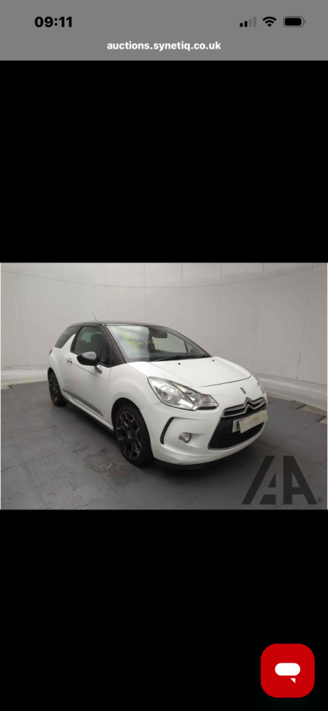 Citron DS3 1.2 petrol 2015-15 plate 