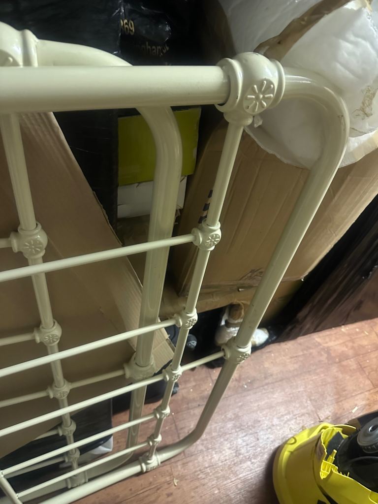 Cream Metal Bed Frame – Good Condition