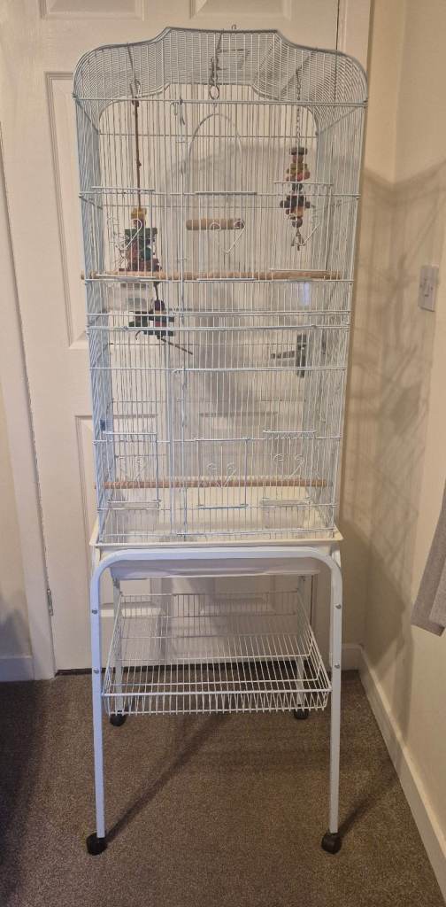 Bird cage &stand with perches & hanging toys