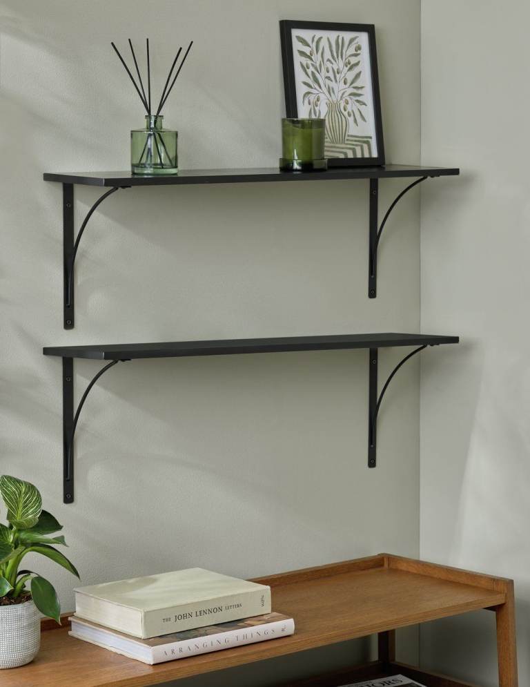 Set of 2 Bracket Shelves - Black 7228531