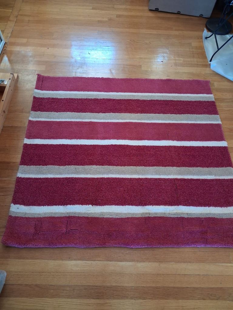 Striped Red and Cream Rug offcut