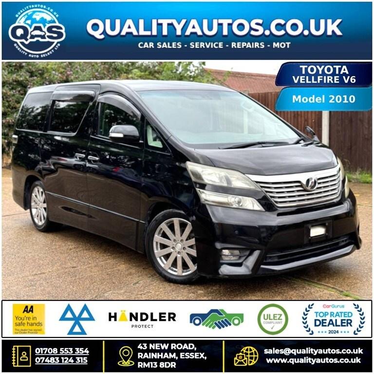 2010 Toyota Vellfire TOYOTA VELLFIRE Z PLATINUM 4WD V6 AUTO BLACK 3.5L 7SEAT ULEZ 10-60 FRESH IM ...