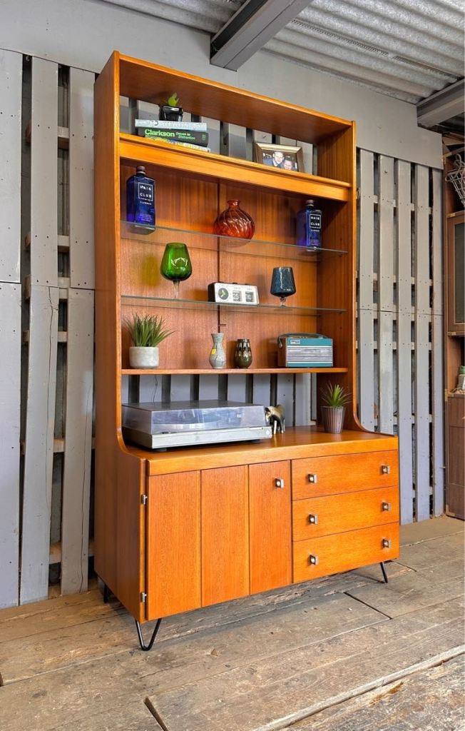 Tall teak sideboard room divider vintage retro mid century 