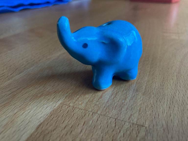 image for Ceramic Minature Elephant Incense Holder - Blue