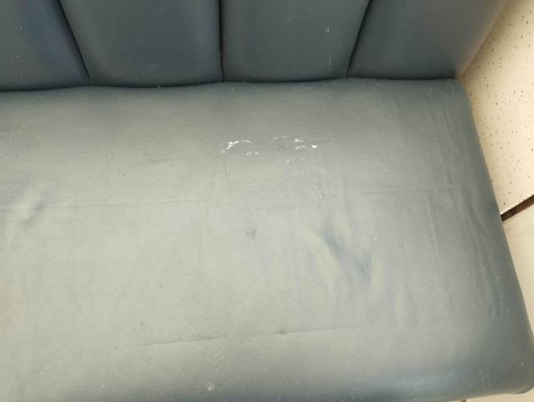 FREE Blue Faux Leather Booth Seating Bench Sofa Fair Condition for Sale