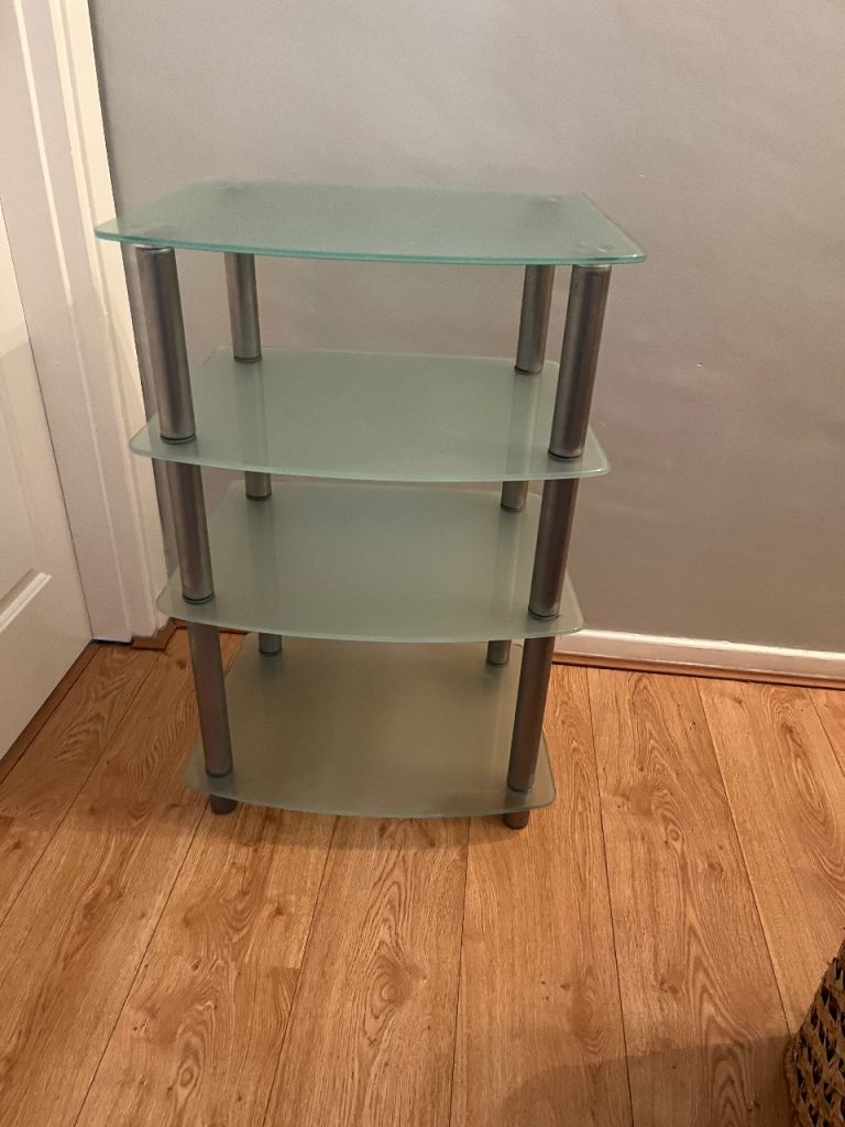 Glass Shelving Unit / TV Stand – Good Condition