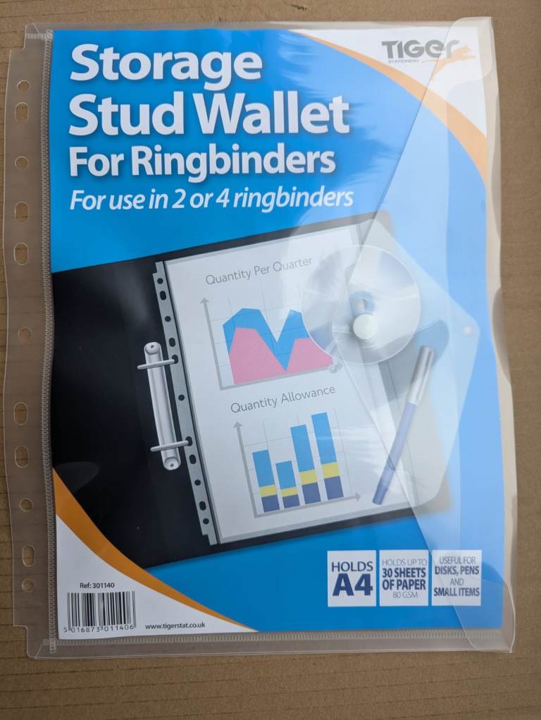 Storage Stud Wallet for Ring Binders – Secure & Organized Document Storage set of ( 4 X 5 ) 