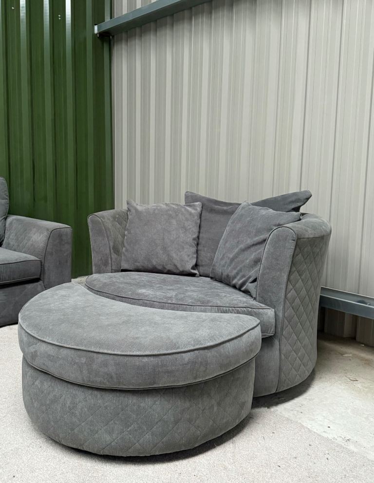 Stunning Dfs orka swivel cuddle chair, & half moon footstool  DELIVERY AVAILABLE 