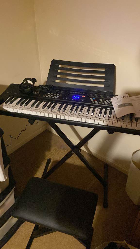 image for Electronic piano keyboard and stand and stool and headphones 