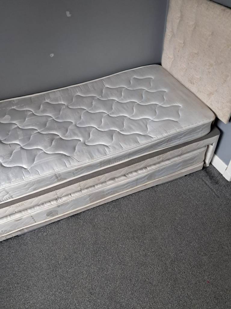 Single bed with pull out bed and mattress 
