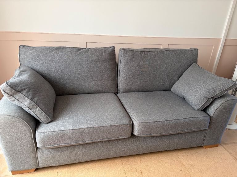 Next grey 3 seater sofa and cuddle chair
